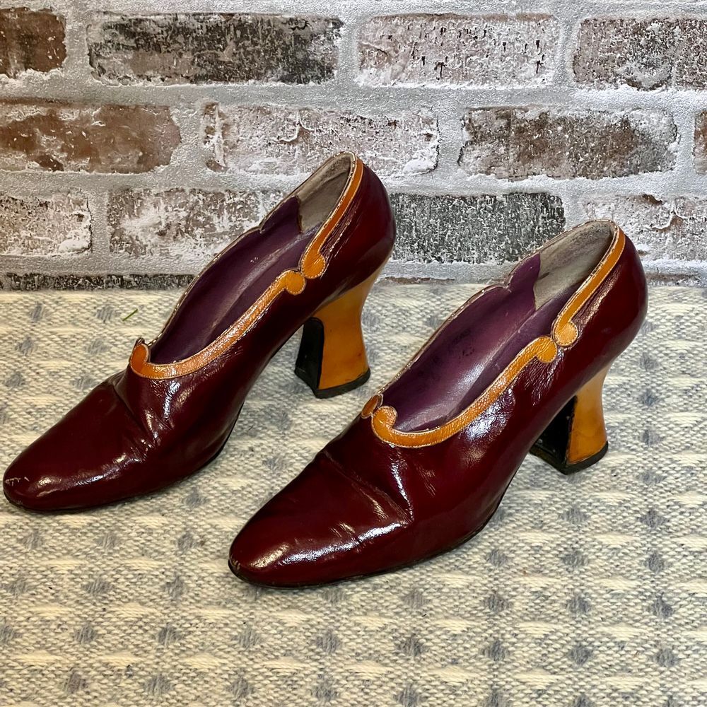 Rare! Jerry Edouard 1960's Victorian Style two-tone leather pumps -‎ 8.5